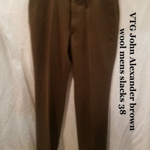 Vintage John Alexander brown wool men's slacks 38 - Picture 1 of 8